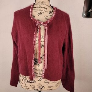 Victoria's Secret Country M/L Crop Cardigan Front Tie Velvet Angora Fairy